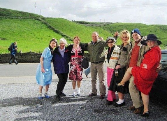 local fancy dress outside pub in Doolin, Ireland
